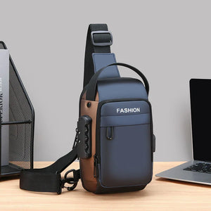 Men Anti Theft Chest Bag Shoulder Bags USB Charging Crossbody Package School Short Trip Messengers Bags Men's Oxford Sling Pack SPINGHAR