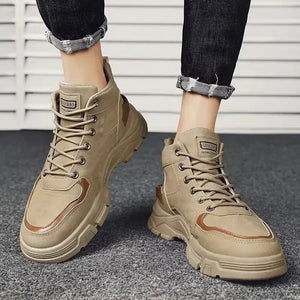 Men Shoes Four Seasons Short Boots New British Style Fashion Anti Slip Comfortable Mountaineering Boots Sports Casual Shoes SPINGHAR