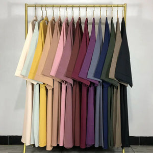 15 Colors Nida Abaya - Basic Plain High-Quality Dress with Free Belt for Eid & Ramadan - SPINGHAR