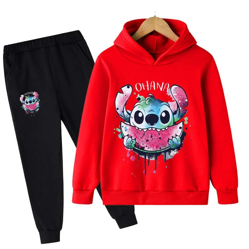 Baby Stitch Clothing Sets Children 1-16 Years Suit Boys Tracksuits Kids Brand Sport Suits Stich Hoodies Tops +Pants 2pcs Set SPINGHAR