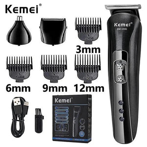 Kemei KM-1506 3-in-1 Electric Shaver - USB Rechargeable Hair Trimmer - SPINGHAR