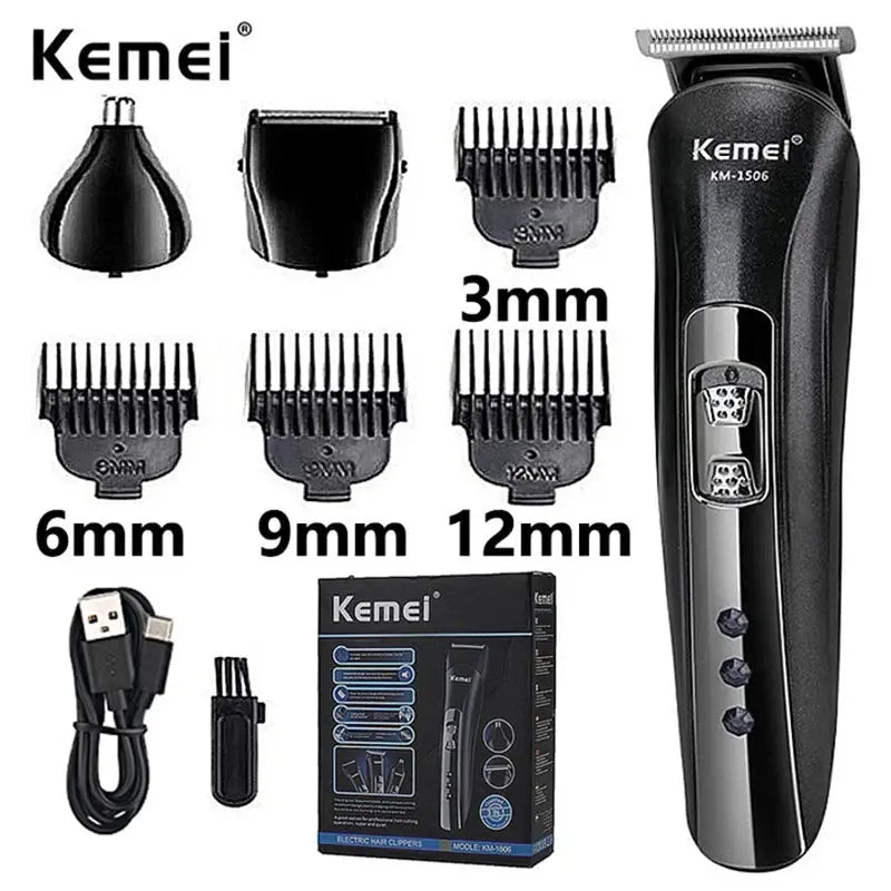 Kemei KM-1506 3-in-1 Electric Shaver - USB Rechargeable Hair Trimmer - SPINGHAR