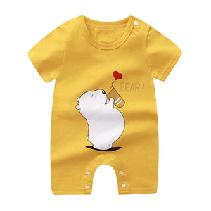 New Summer Baby Clothing Newborn Boys Girls Short-sleeved Cartoon Print Section Open File Climbing Clothing Baby Jumpsuit Romper SPINGHAR