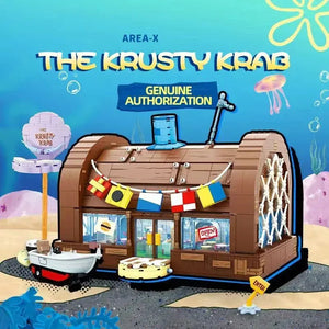 Spongebob Cartoon Krusty Krab Restaurant Building Blocks Creative Figure Model Light Bricks Desktop Decoration Toys For Kid Gift - SPINGHAR