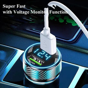 2 in 1 USB Car Charger Adapter 300W Super Fast Charge with Voltage Monitor for iPhone Samsung iPad Huawei Oneplus OPPO VIVO - SPINGHAR