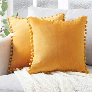 Soft Velvet Cushion Cover with Ball for Home Decor SPINGHAR