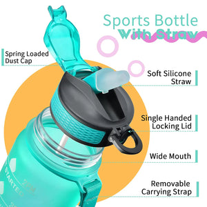 1000ML Water Bottle With Time Marker Plastic Motivational Water Bottle Drinking Bottle for Gym Sports Outdoor Travel Work 1PC SPINGHAR