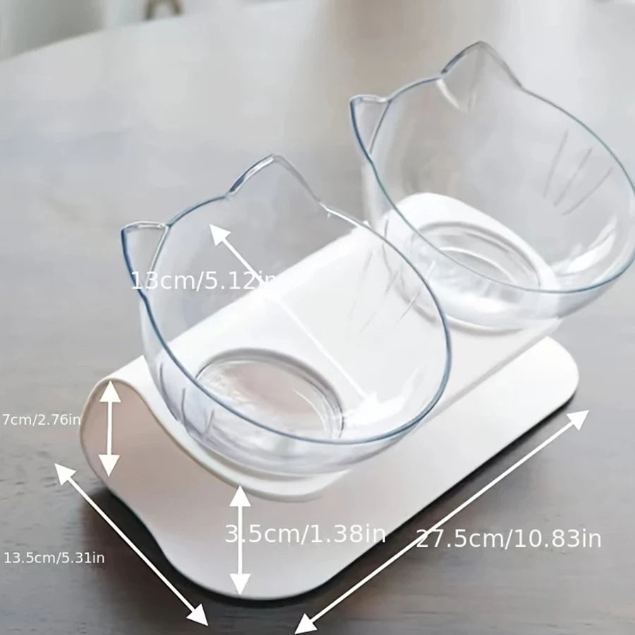 Slanted Mouth Cat Bowl, Neck Protector, Cat Double Bowl, Pet Transparent Bowl, Cat Food Bowl, Pet Supplies, Cat Ear Bowl, Dog Food Bowl SPINGHAR