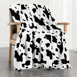 Cow Pattern Double-Sided Flannel Blanket - Soft Office Nap & Air Conditioning Blanket for Living Room & Sofa SPINGHAR