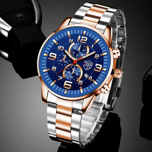 Brand Men's Watches Luxury Stainless Steel Quartz Watch Man Leather Calendar Sports Wristwatch Luminous Clock reloj hombre - SPINGHAR