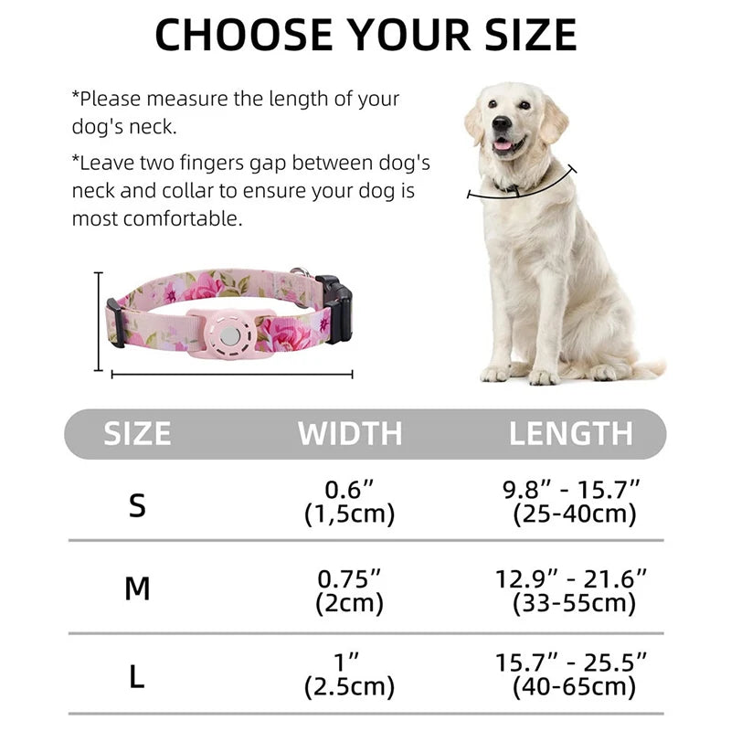 For Apple Air Tag Dog Collar Holder Print Protective Airtag Case for Pets Dog Cat Collar GPS Anti-lost Trackers Case Adjustable SPINGHAR