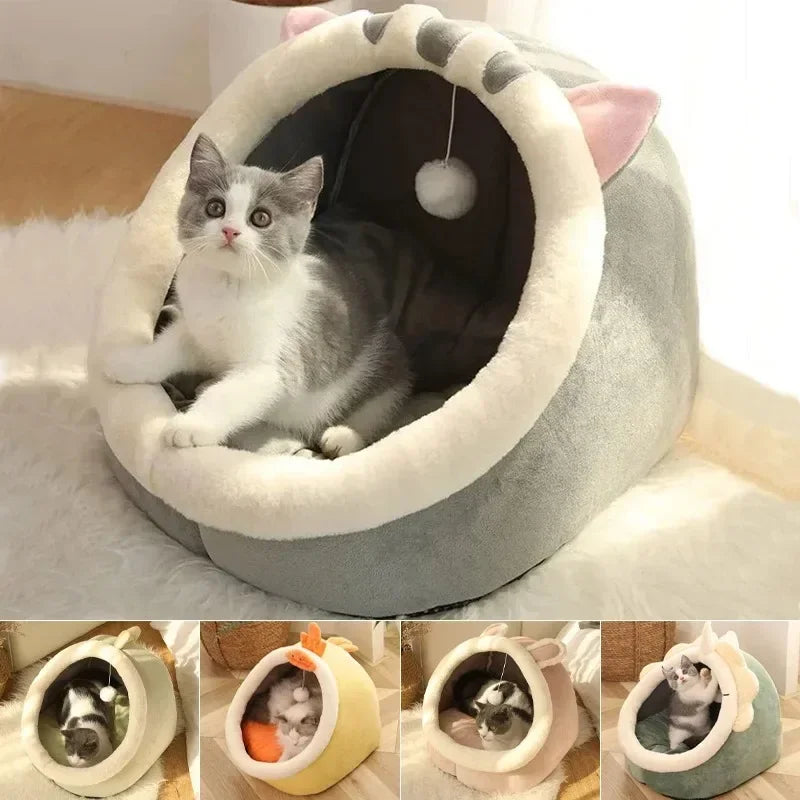 Cat Bed House Kennel Nest Round Pets Sleeping Cave Kitten Beds Pet Basket Cozy Kitten Lounger Cushion Cat House Tent Dog House SPINGHAR