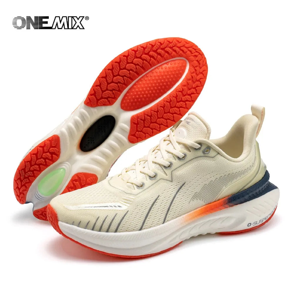 ONEMIX White Road Running Shoes for Men Air Cushion Outdoor Sport Shoes Male Trainers Summer Jogging Shoes Women Footwear SPINGHAR