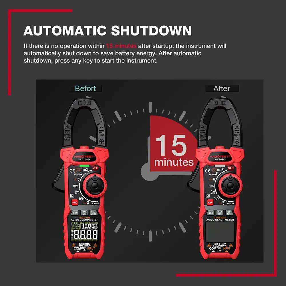 HT208A/D True RMS Digital Clamp Meter - SPINGHAR