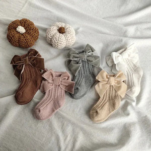 Winter Baby Socks Boy Girl Newborn Autumn Big Bow Socks Children Mid-tube Warm Cotton Socks Toddler Infant Accessories Clothes - SPINGHAR