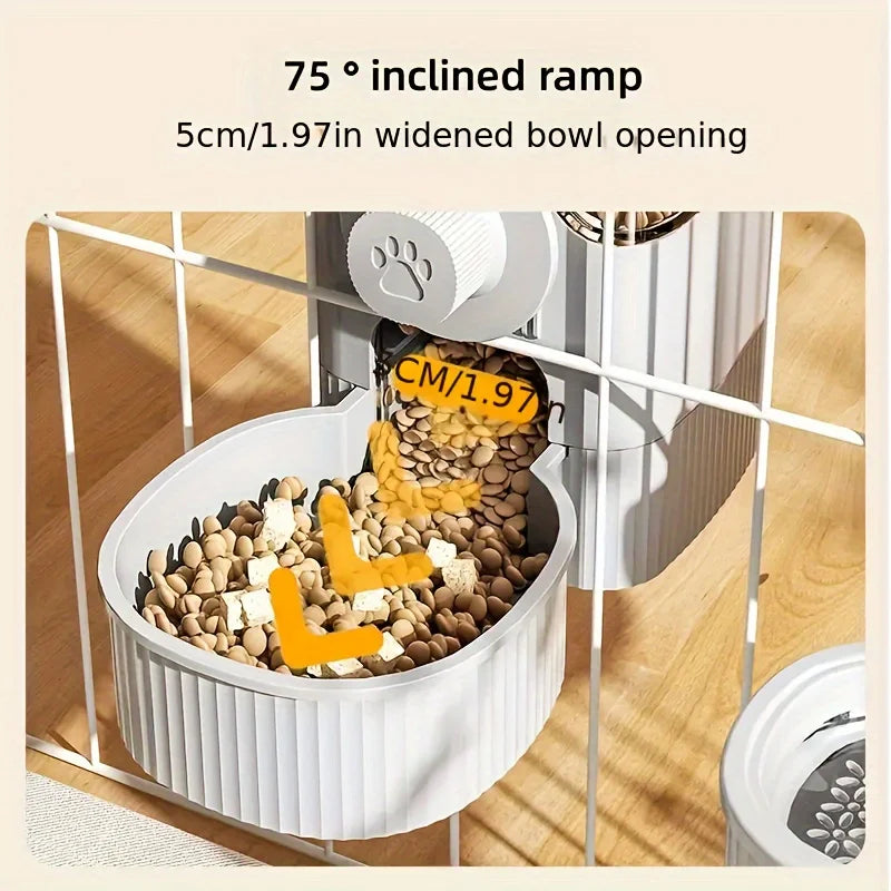 1.2L Automatic Pet Feeder Cage Hanging Bowl，Suitable for Small Puppy Cat Rabbit Food Container Dispenser Bowl SPINGHAR