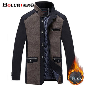 Holyrising men coat winter wool caot erkek kaban Fashion Business Thicken Slim Overcoat Jacket Male Peacoat Brand Clothes 18703 SPINGHAR