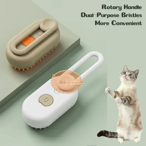 Steamy Dog Brush Electric Spray Cat Hair Brush 3 in1 Dog Steamer Brush for Massage Pet Grooming Removing Tangled and Loose Hair SPINGHAR