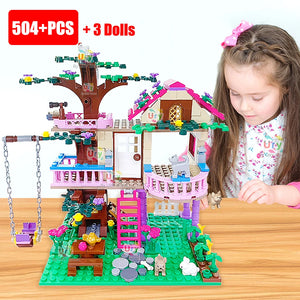 Friends City Tree House Summer Holiday Villa Castle Building Blocks Sets Figures Garden DIY Toys for Kids Girl Birthday Gift SPINGHAR