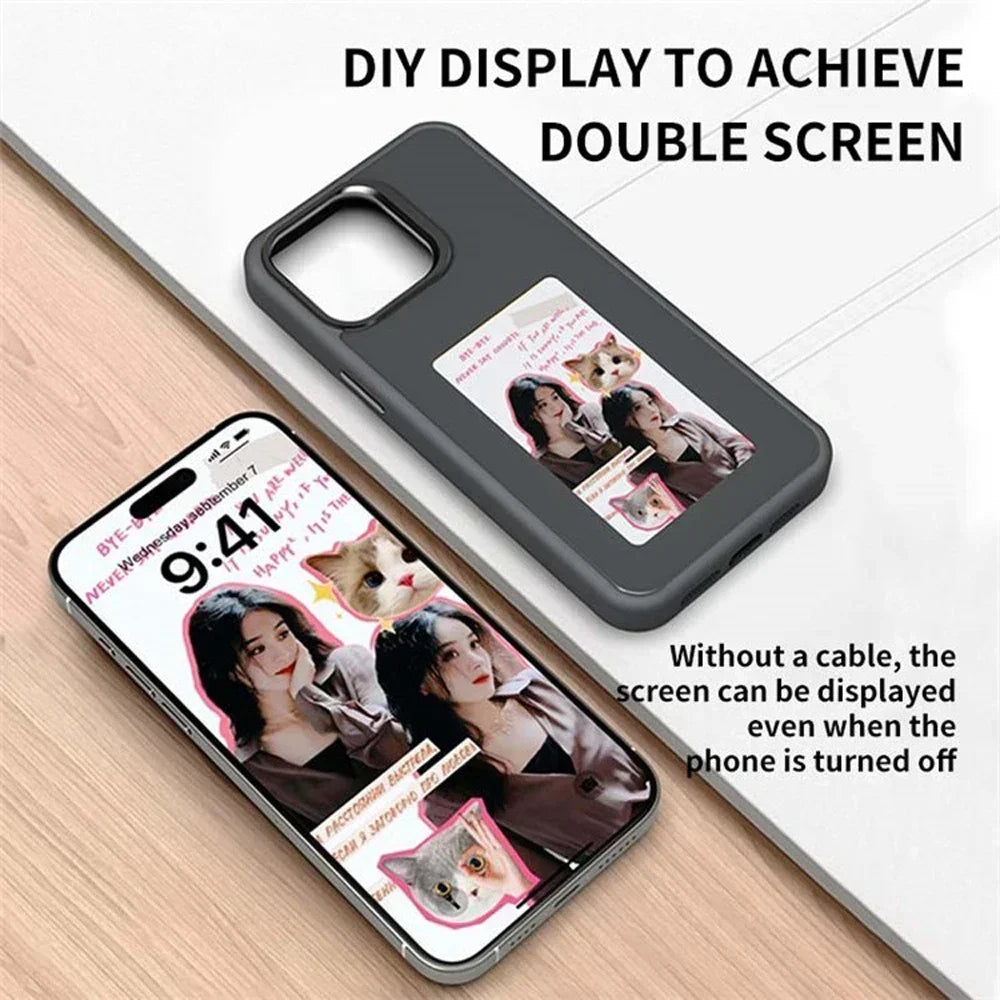 New 16 Smart AI E-Ink Screen NFC Phone Case For 16 Pro Max ShockProof Couple Family Photo DIY Pattern Screen projection Cover SPINGHAR