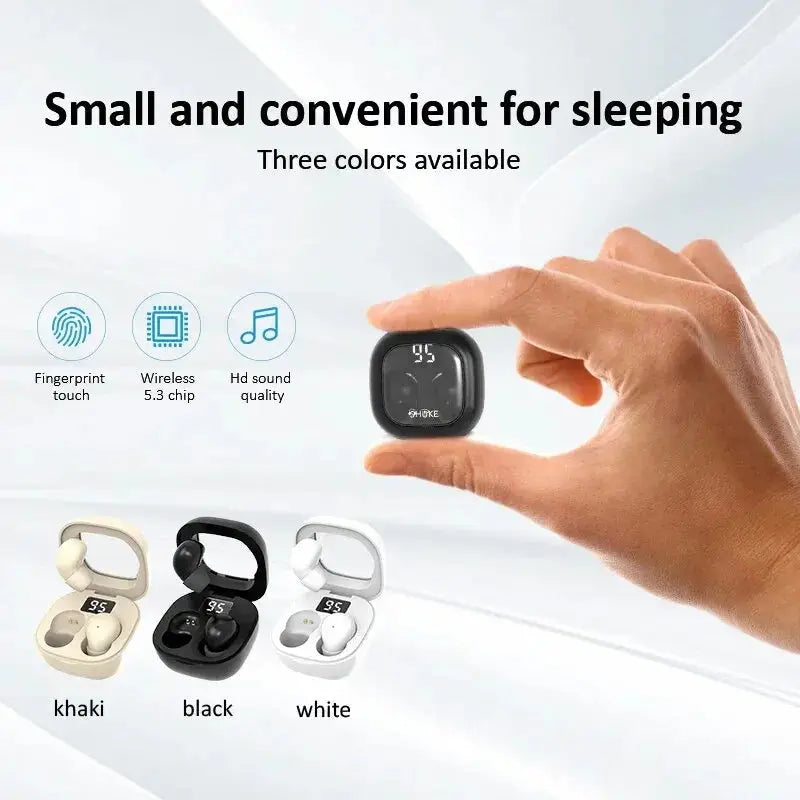 SK19 Bluetooth 5.3 Earphones Mini Invisible Headphones TWS Wireless Earbuds HIFI Stereo Noise Reduction Heasets with Microphones - SPINGHAR