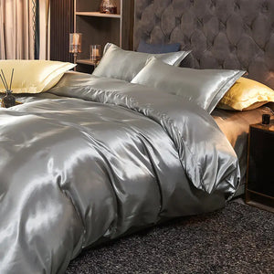 Luxury Rayon Satin Bedding Set - Duvet Cover Set in Single, Double, King Size (2/3/4 Piece Options) SPINGHAR