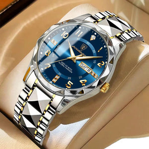 POEDAGAR Luxury Men Quartz Watch Waterproof Date Week Luminous Wristwatch Stainless Steel Men's Watches Male Clock Sports Reloj - SPINGHAR