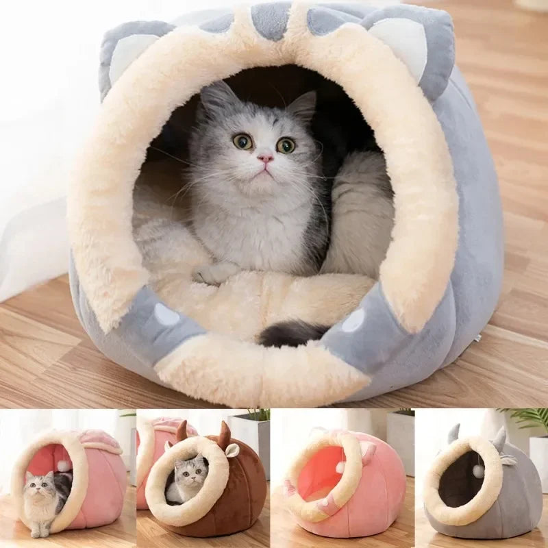 Cat Bed House Kennel Nest Round Pets Sleeping Cave Kitten Beds Pet Basket Cozy Kitten Lounger Cushion Cat House Tent Dog House SPINGHAR