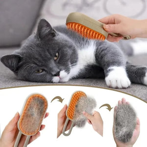 3 in 1 Cat Steam Brush One Touch Spray Pet Hair Removal Tool 360° Rotating Handle Silicone Multifunctional Massage Comb SPINGHAR