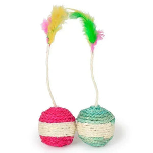 "Sisal Scratching Ball Toy for Cats – Interactive Play with Feathers" SPINGHAR