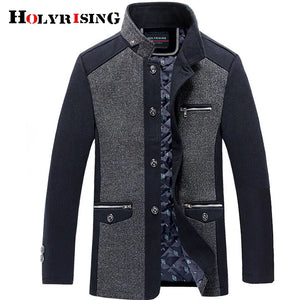 Holyrising men coat winter wool caot erkek kaban Fashion Business Thicken Slim Overcoat Jacket Male Peacoat Brand Clothes 18703 SPINGHAR