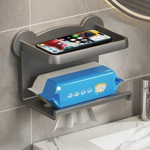 Hot Toilet Paper Holder Stand Wall-Mounted Toilet Paper Dispenser Kitchen Bathroom Storage Rack For Tissue Box Shelf Phone Holde SPINGHAR