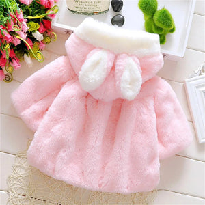 Children's clothing children's new cape girls autumn and winter wool sweater shawl baby ear fleece jacket cape - SPINGHAR