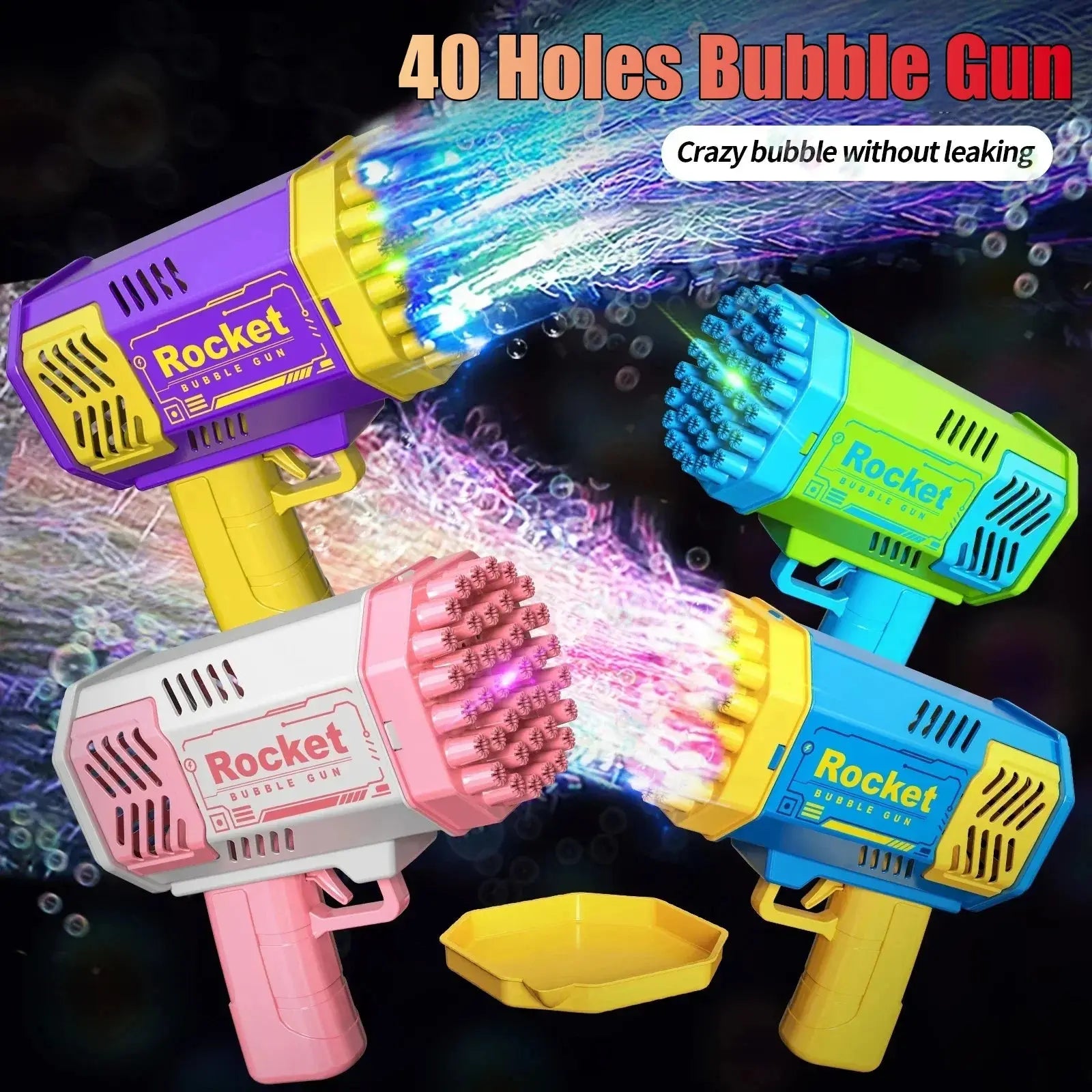 40 hole handheld light bubble gun electric children's bubble outdoor bubble machine toy without battery and bubble water - SPINGHAR