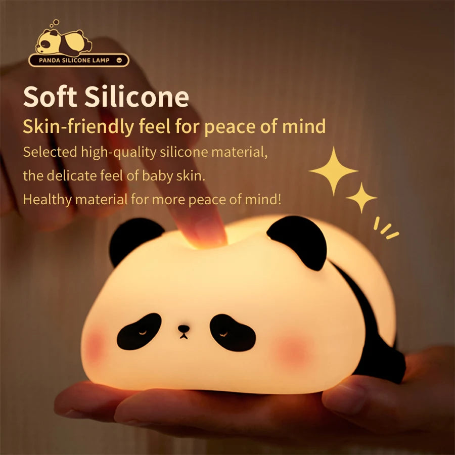 New Mini Panda Small Night Light Creative Living Room Cute Panda Pat 3-speed Adjustable Light Desktop Decoration Cartoon Gift SPINGHAR