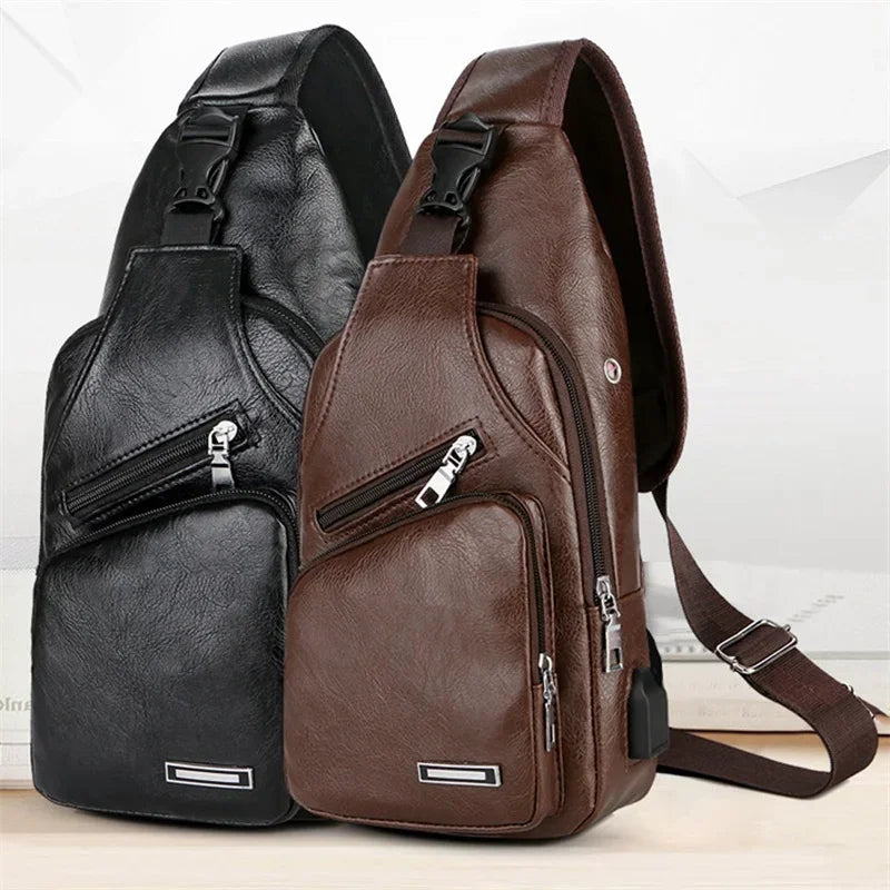 Men's Crossbody Bags Men's USB Chest Bag Designer Messenger Bag Leather Shoulder Bags Diagonal Package 2023 New Back Pack Travel SPINGHAR