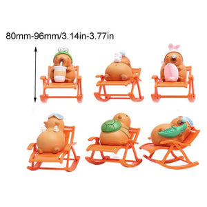 Capybara Figure Ornament Tiny Capybara Figures Rocking Chair Simulation Capybara Rocking Chair Model Miniature Garden SPINGHAR