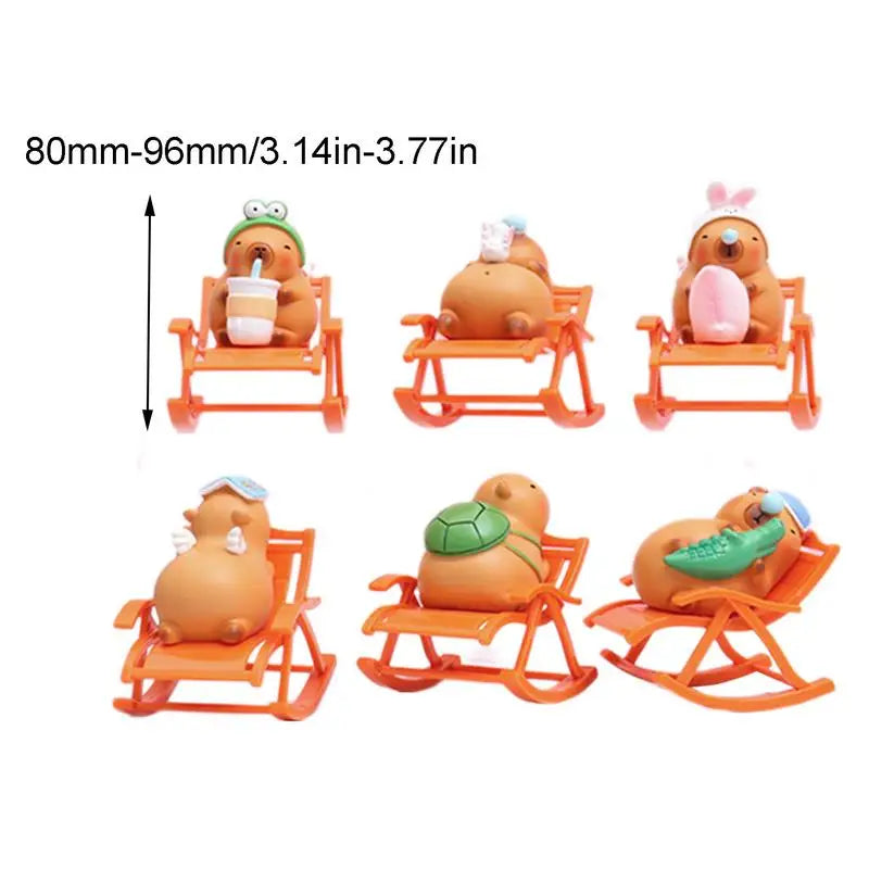 Capybara Figure Ornament Tiny Capybara Figures Rocking Chair Simulation Capybara Rocking Chair Model Miniature Garden SPINGHAR