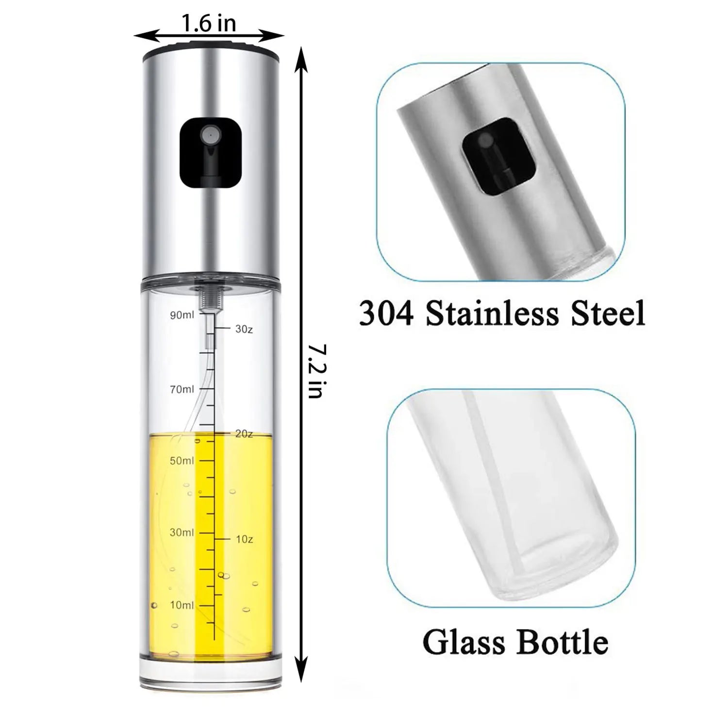 100ml Glass Oil Sprayer Bottle for Cooking ,Mister Olive Oil Vinegar Spritzer Sprayer Glass Bottles for Kitchen/Salad/Barbecue SPINGHAR