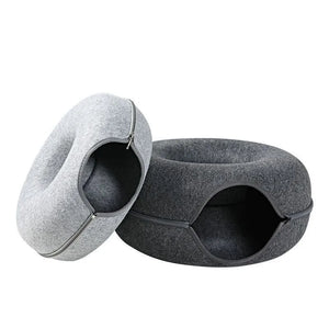 Donut Cat Bed Interactive Tunnel Pet Felt Indoor Toys Cats House Kitten Training Toy Cat Kennel Pets Supplies SPINGHAR