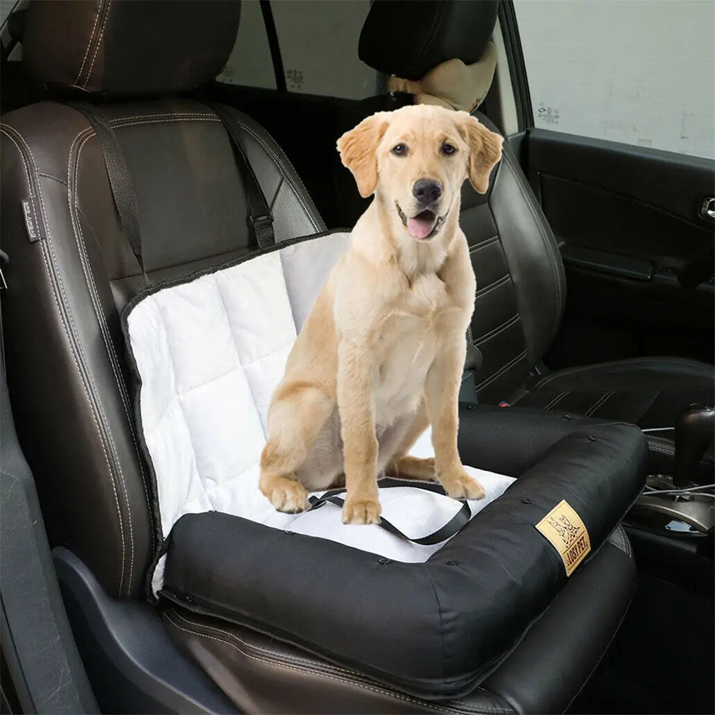 Car Seat Bed for Dog Waterproof Pet Cushion Bed Mat Dog Carrier with Removable Pad Cover and Safety Belt 3 Sizes SPINGHAR