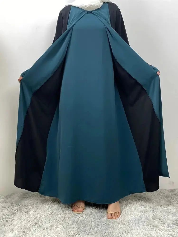 Luxury Ramadan Eid Abaya - Spliced Fake Two-Piece Kaftan for Women - SPINGHAR