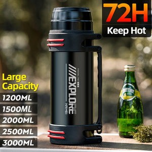 Large Capacity Thermos Bottle with handle Double-wall vacuum Insulated Bottles Leakproof Water Jug for Travel Hiking Camping SPINGHAR