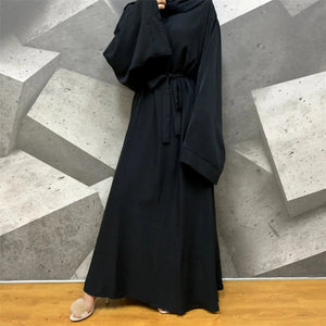 Elegant Dubai Abaya Dresses for Women - Muslim Fashion with Sashes - SPINGHAR