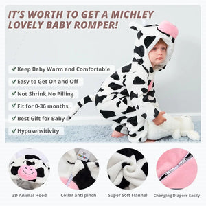 MICHLEY Halloween Winter Baby Rompers Hooded Flannel Toddler Infant Clothes Overall Bodysuits Jumpsuit Costume For Kids Girl Boy SPINGHAR