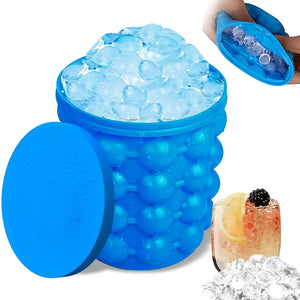 1pc 12.8x10x14cm/5.12x4x5.6inch Silicone Ice Bucket Ice Maker,Blue Space Saving Ice Cube Maker Bucket,Medium Ice Buckets SPINGHAR