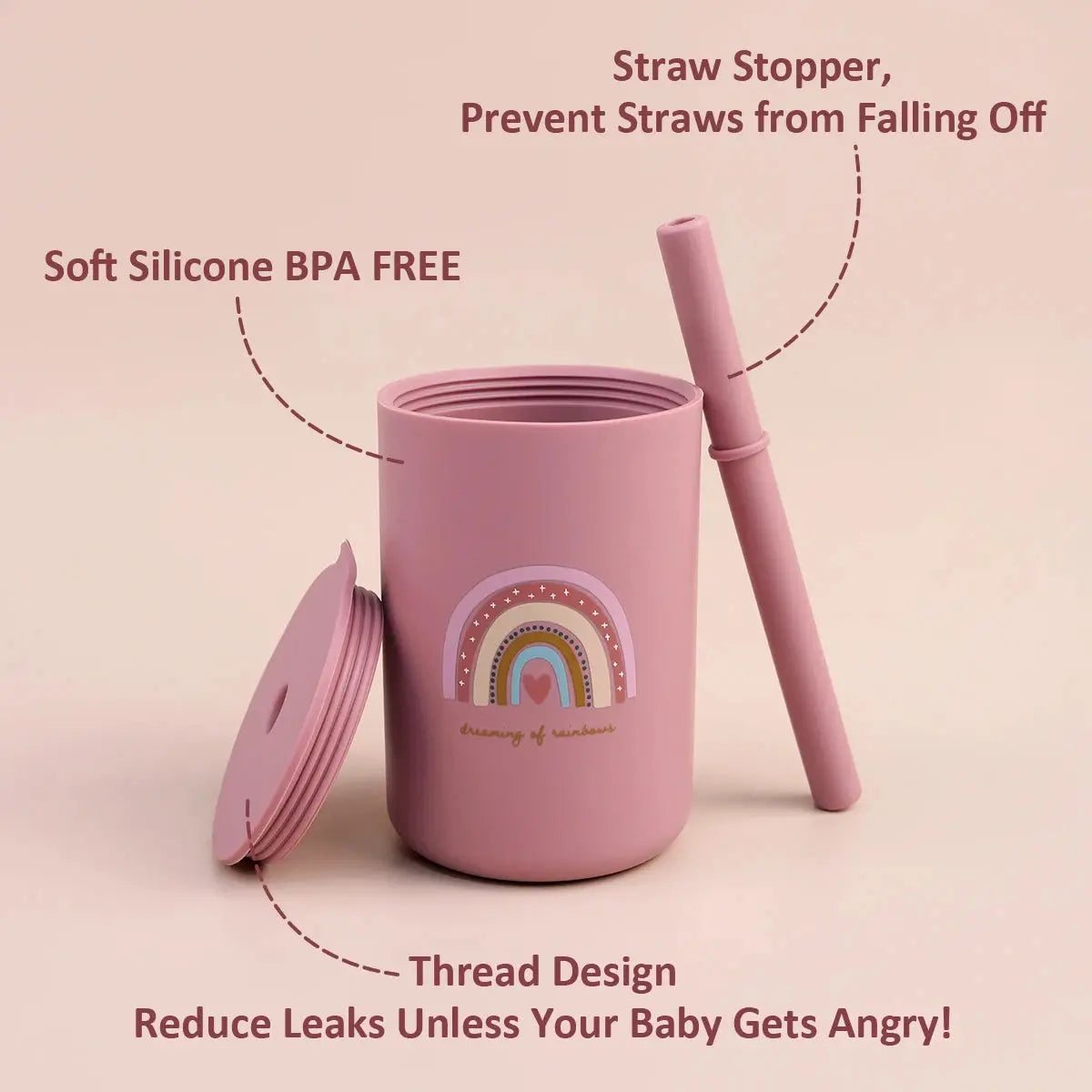 TYRY.HU 1Pc Baby Feeding Straw Cup Baby Cartoon Learning Feeding Cup Food Grade Silicone Toddler Water Bottle Tableware BPA Free - SPINGHAR