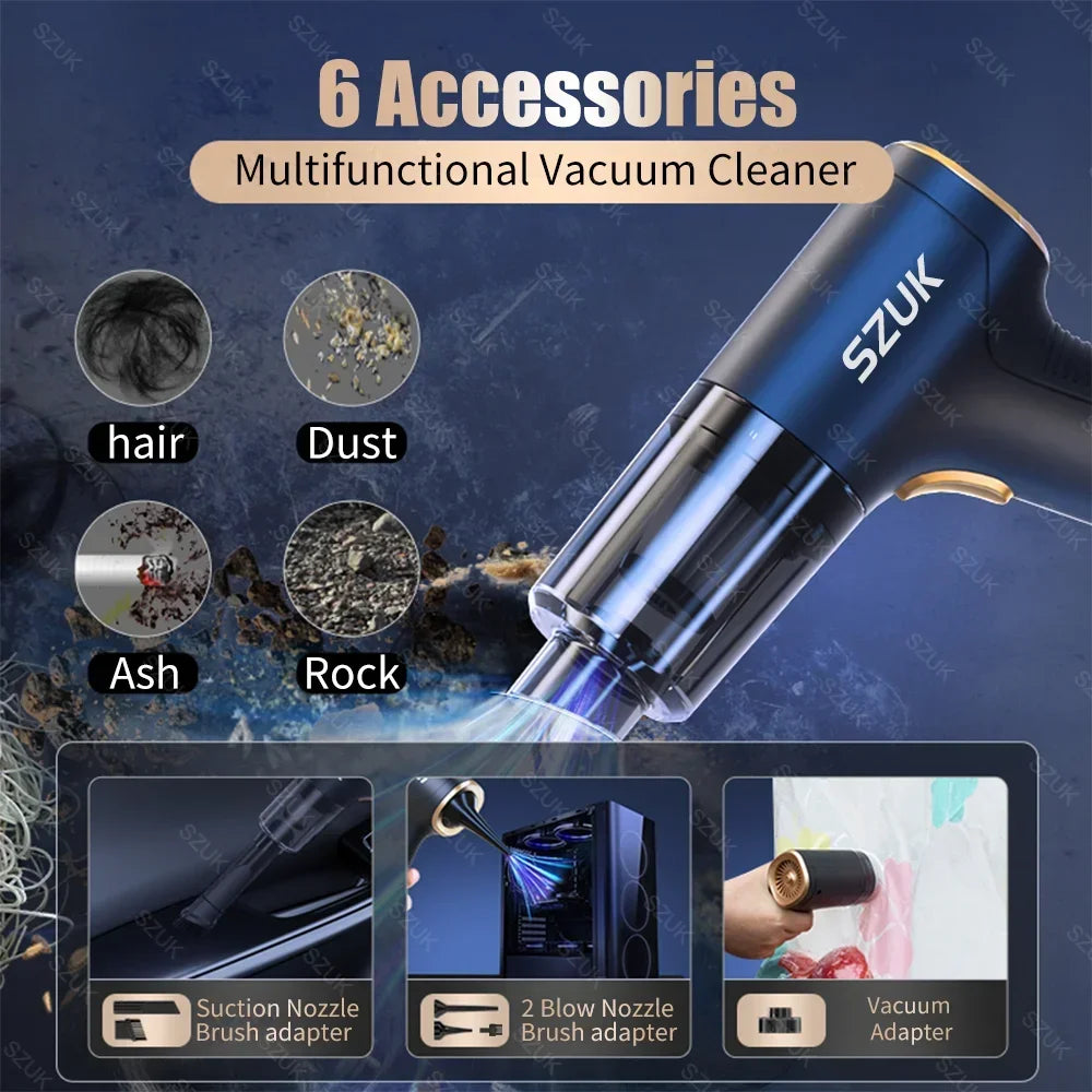 SZUK Car Vacuum Cleaner Wireless Mini Powerful Vacuum Cleaner Home Appliance Portable Handheld Cordless Super Strong Cleaning SPINGHAR