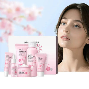 New 6pcs/Set LAIKOU Sakura Skin Care Sets Face Cream Serum Toner Facial Cleanser Sunscreen Eye Cream Face Skin Care Products - SPINGHAR