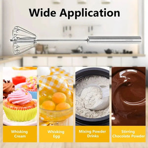 Semi Automatic Mixer Whisk Egg Beater Stainless Steel Manual Hand Mixer Self-Turning Cream Utensils Kitchen Mixer Egg Tools - SPINGHAR